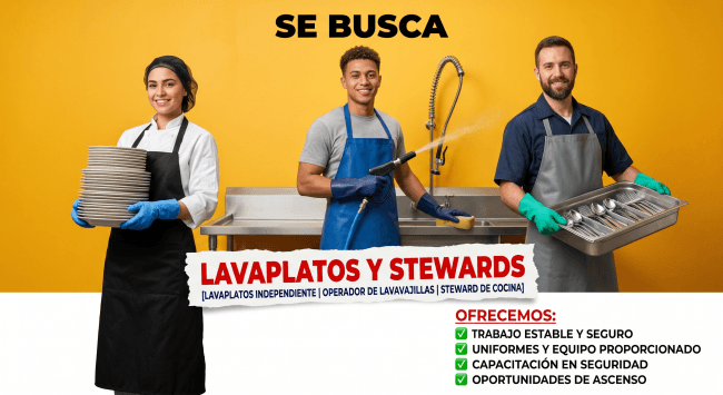 ¡Únete a nuestro equipo! Buscamos Lavaplatos/Steward 🍽️🧼