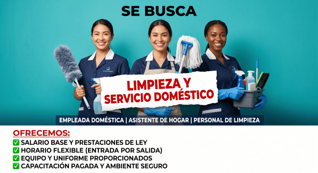 ¡Únete a nuestro equipo! Buscamos Empleada Doméstica (Entrada por Salida) 🧹✨