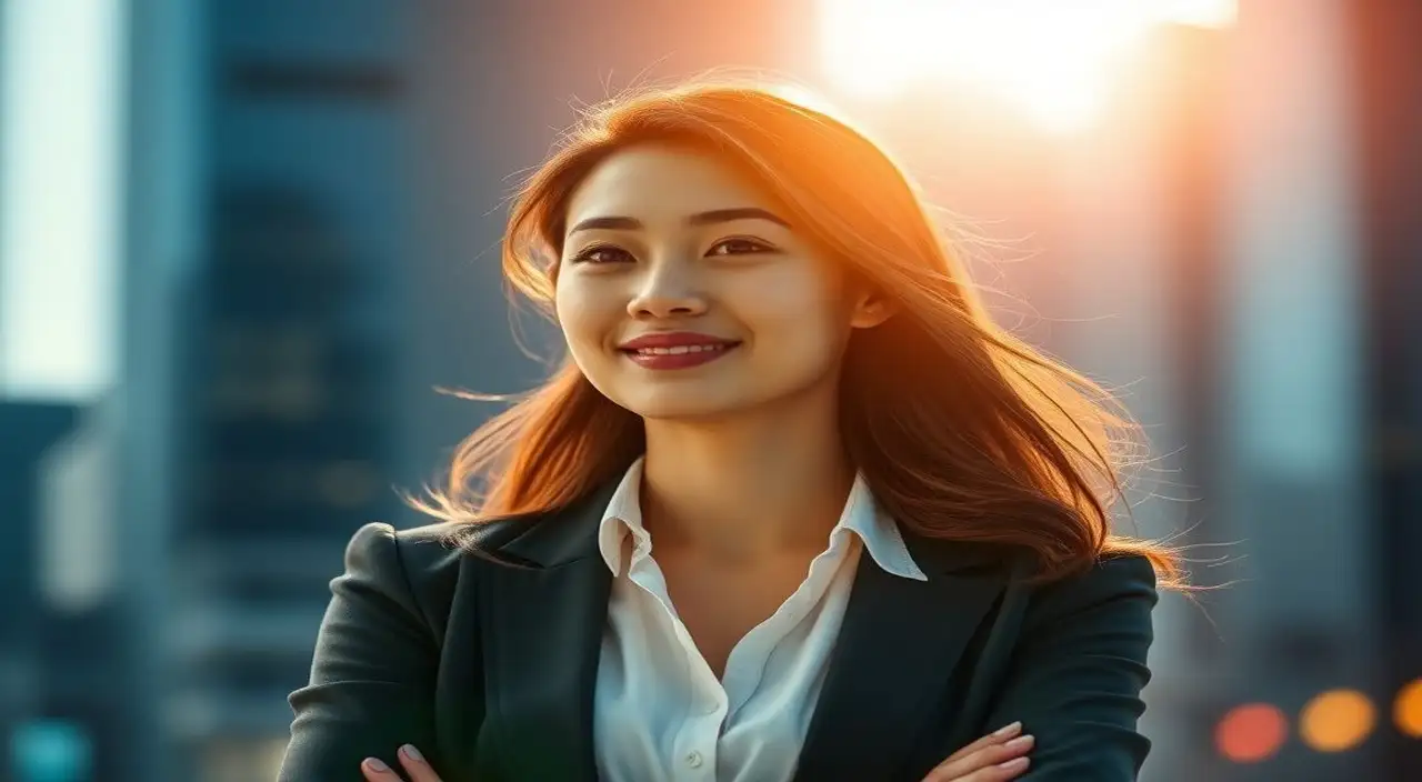 Joven brillante, futuro prometedor, ciudad moderna