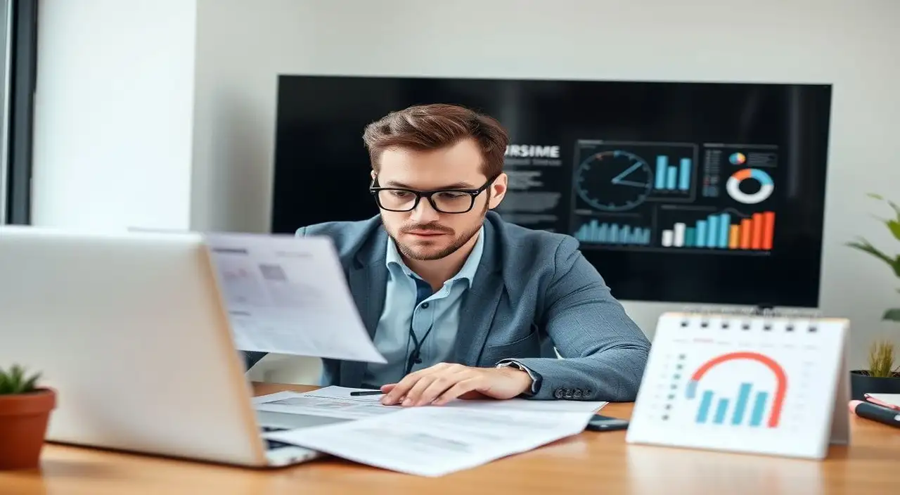 Profesional determinado, éxito en planificación estratégica infographic