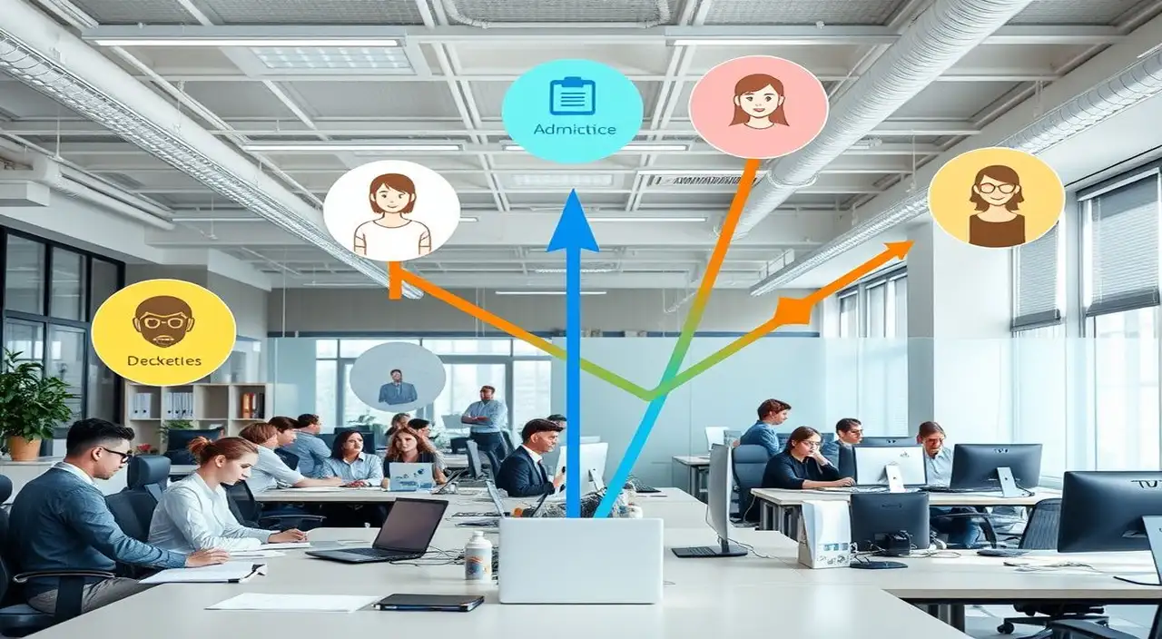 Oficina moderna, roles definidos, carreras conectadas