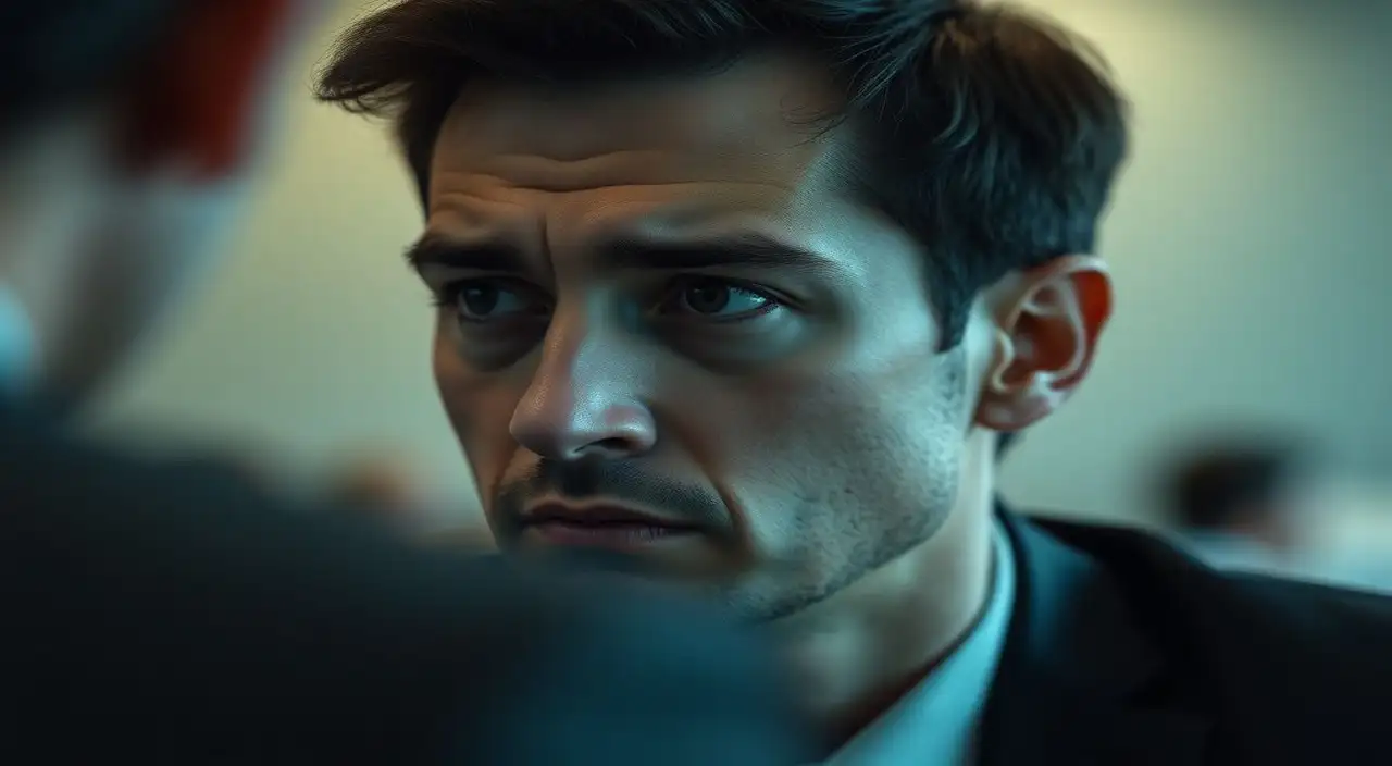 Remordimiento silencioso en un rostro frío