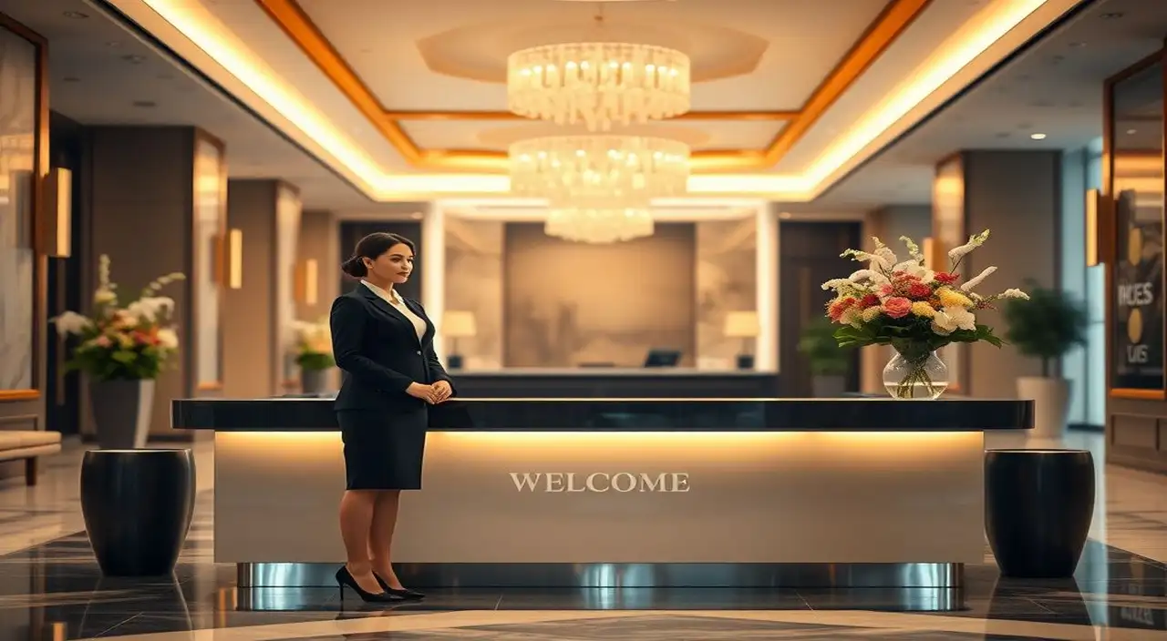 Lujoso vestíbulo moderno con acogedor ambiente