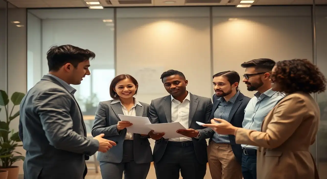 Oficina moderna: equipo colaborativo, sutil liderazgo