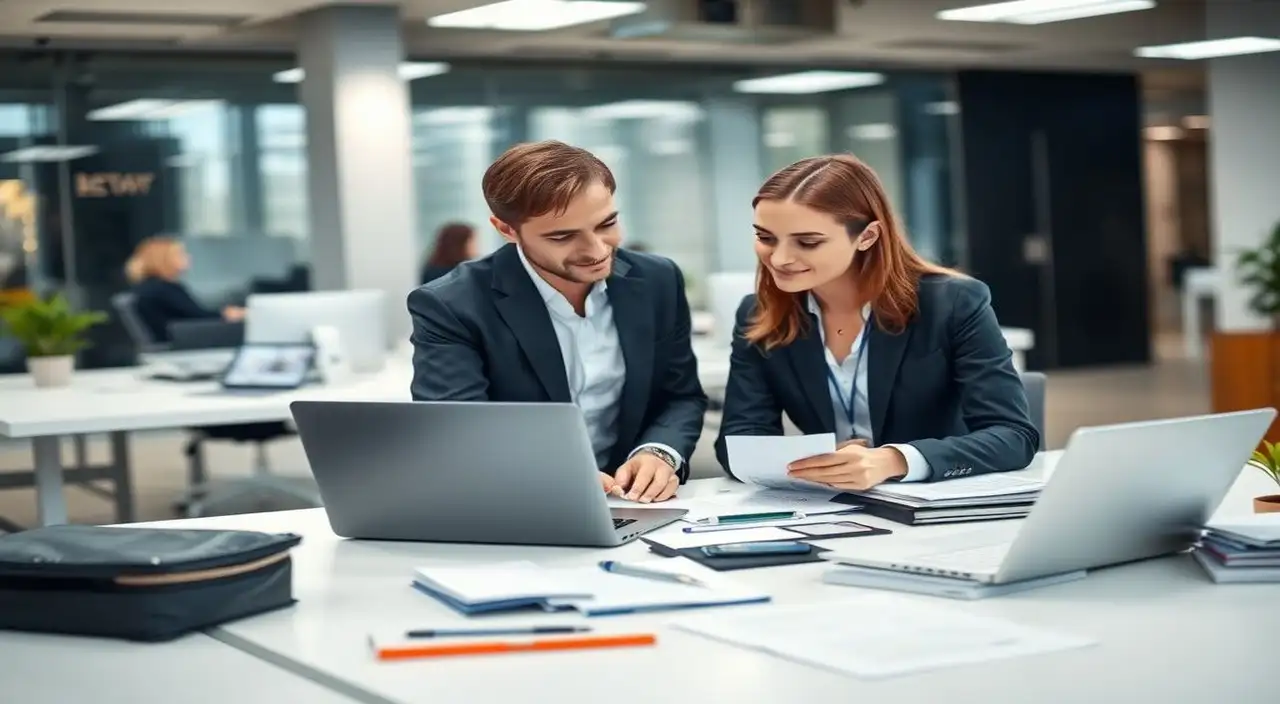 Oficina moderna: colaboración profesional enfocada