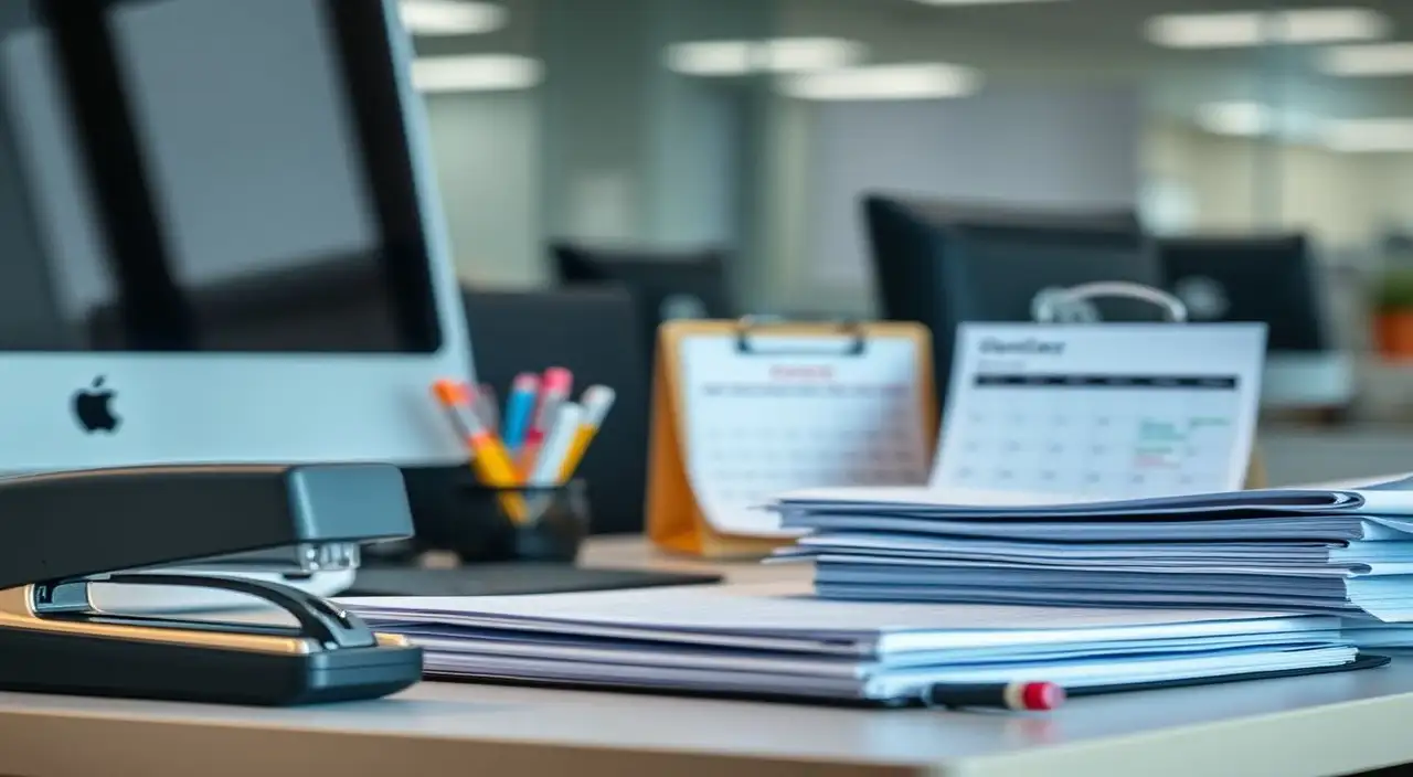 Escritorio organizado y sereno profesional