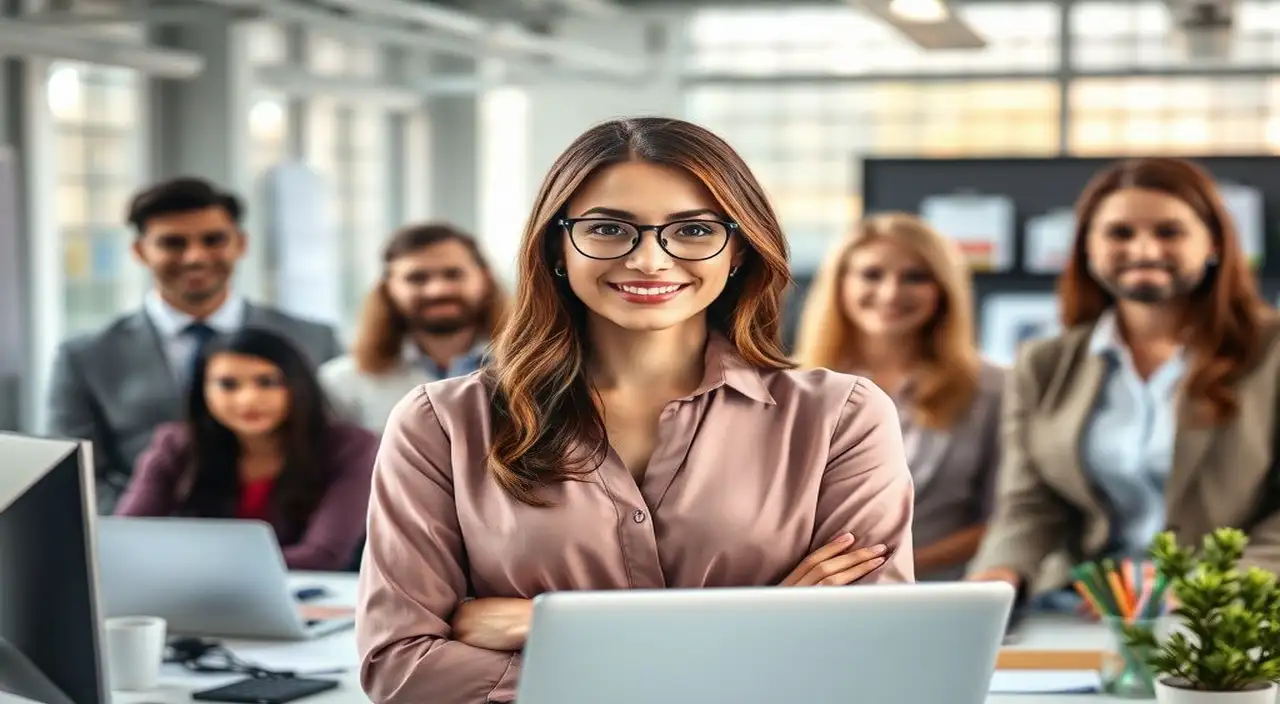 Equipo diverso en oficina moderna