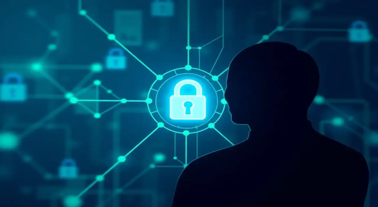 Privacidad digital: icono futurista limpio